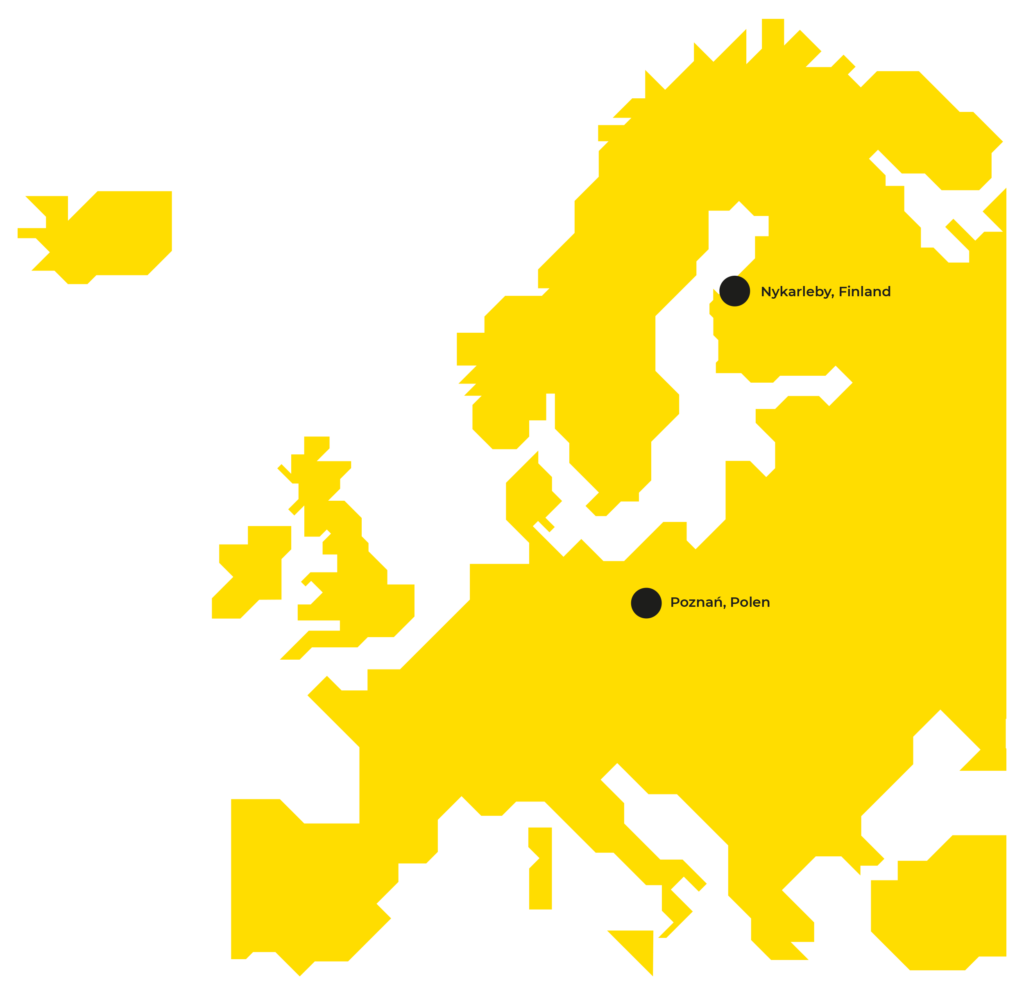 Karta över Prevex verksamhetsställen i Europa.