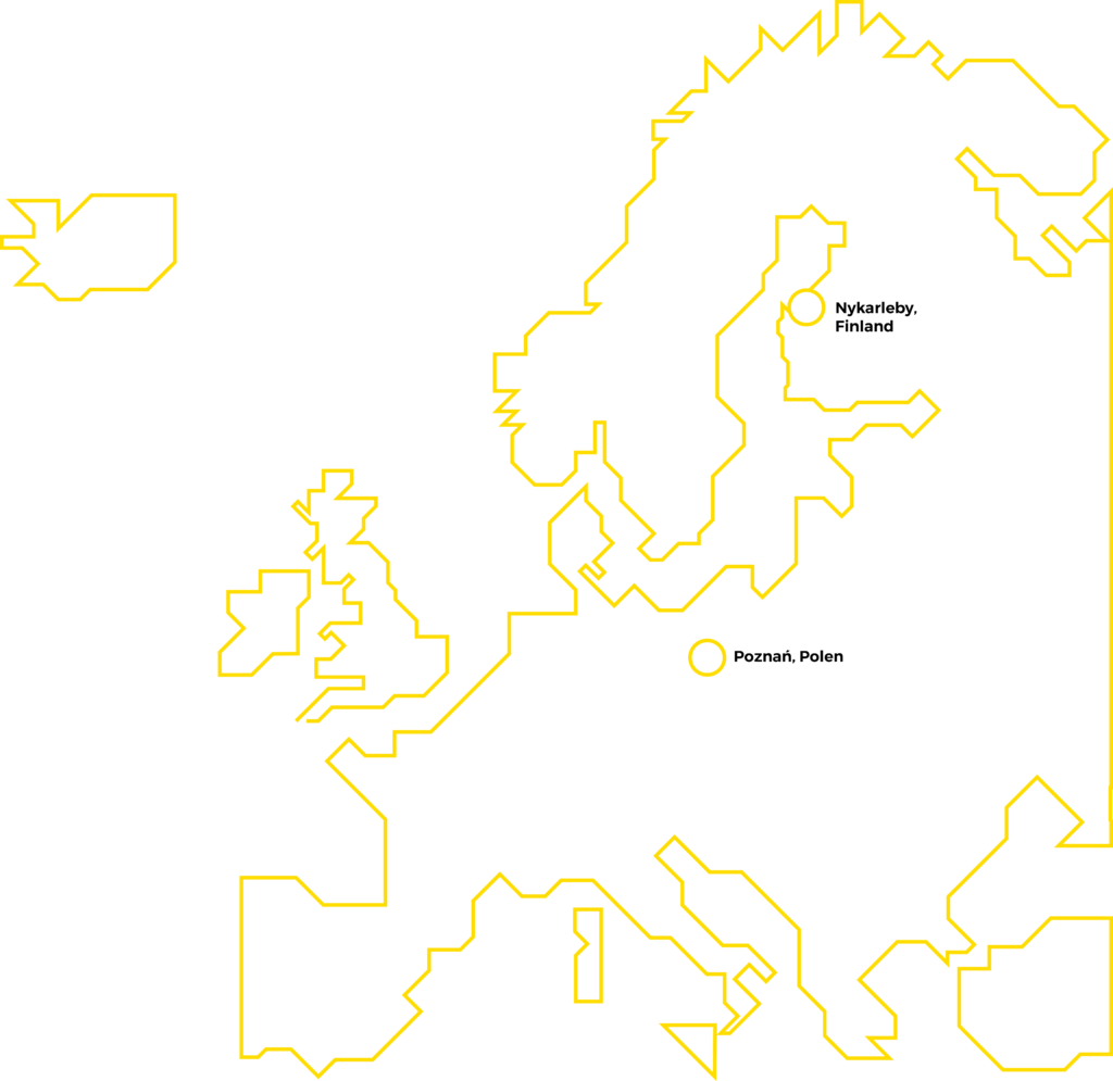 En karta över Prevex verksamhetsställen i Europa.