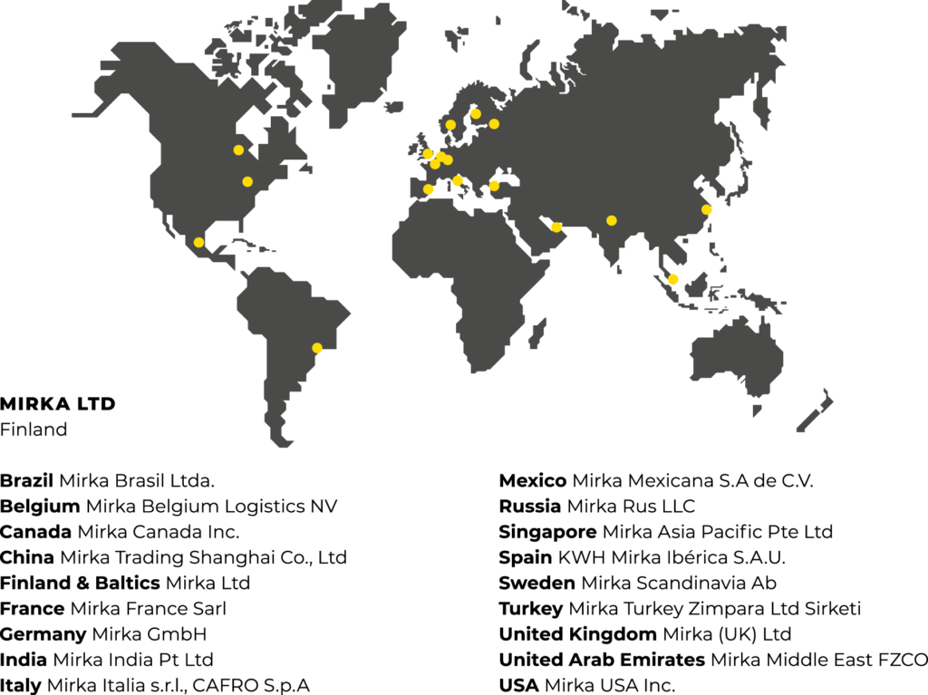 Mirka's locations worldwide.