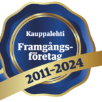 Blå Kauppalehti Framfångsföretag 2011-2014 -sigill.