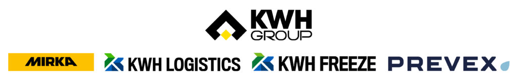 The logos of KWH Group and its business divisions.