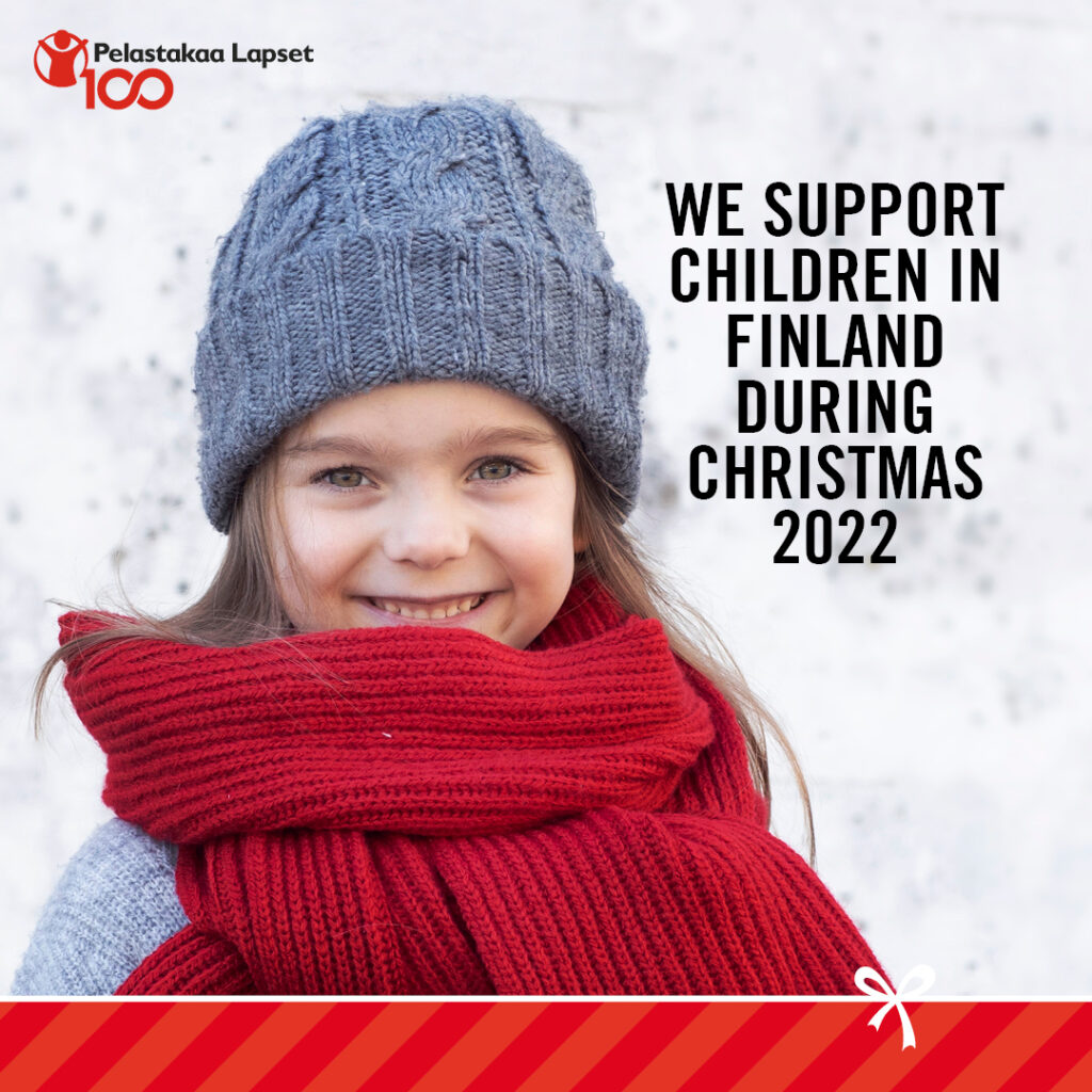 Pelastakaa Lapset Christmas picture with a young smiling girl.